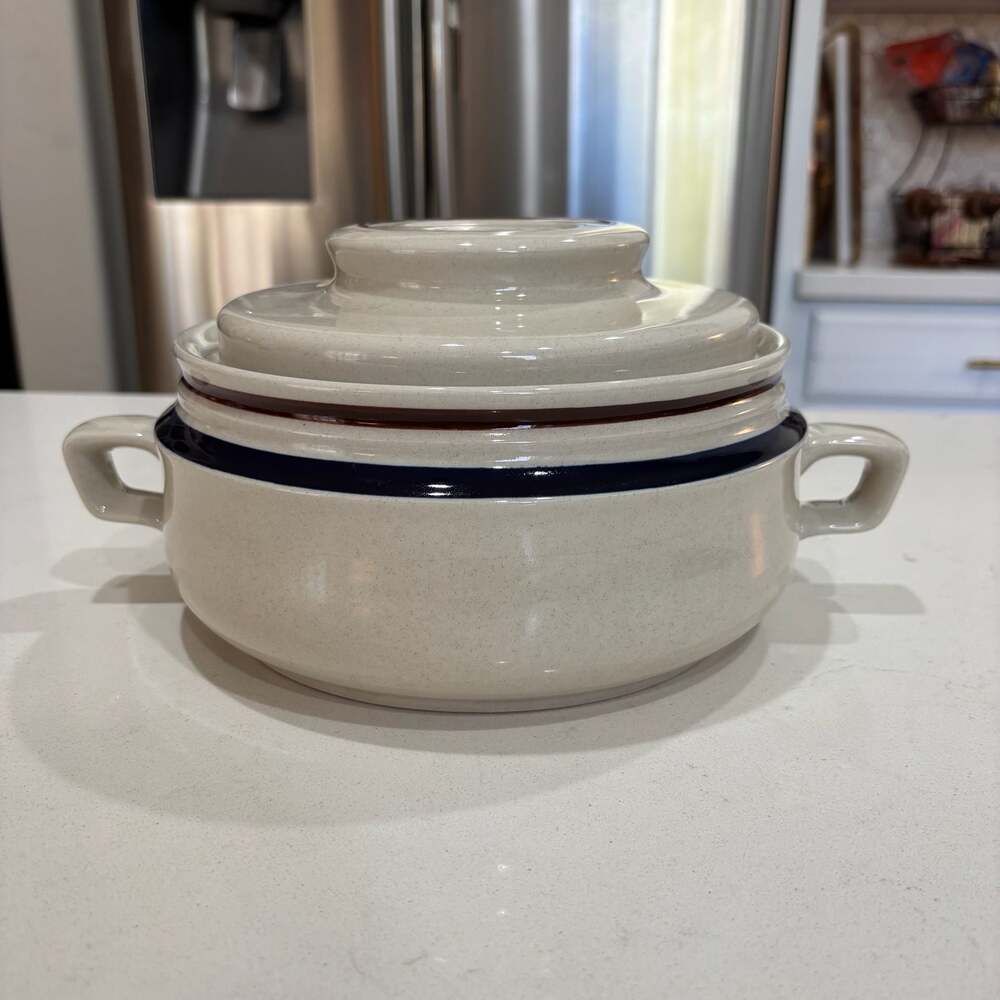 Contemporary Chateau Hand Painted Stoneware Covered Casserole Dish
